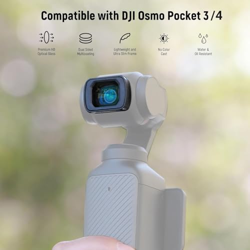 NEEWER Filter Set with 0.75x Wide Angle Lens 108° FOV, Variable ND 2-32 CPL 1/4 Black Diffusion Filter Compatible with DJI Osmo Pocket 3 / Pocket 4 / Xtra Muse Accessories, FL-B09 0.75X Wide Angle Lens&ND2-ND32