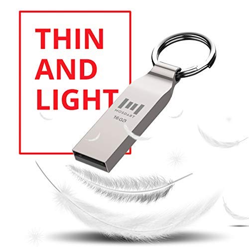 MOSDART 16GB Metal USB 2.0 Flash Drive 10 Pack Bulk Waterproof 16G Thumb Drive Jump Drive Pen Drive Memory Stick with Keychain,Silvery 10Pack 16GB-Silver