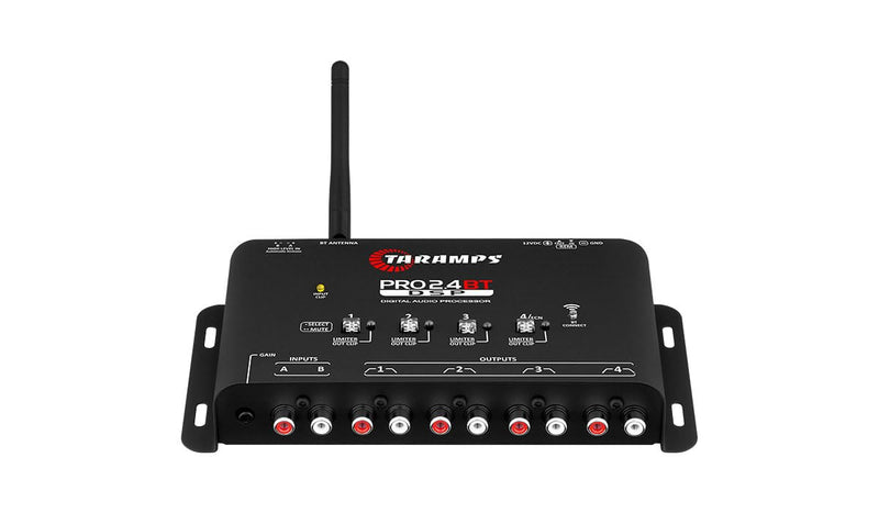 Taramps Pro 2.4 BT Bluetooth DSP Crossover Full, Digital Signal Processor, Car Audio Equalizer with App, Gain up to 9V, 15 Band Graphic Equalization, 12 preset EQ, 2 in and 4 Out, High Level Input