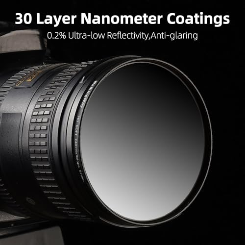 Walking Way 72mm GND16 Variable Filter 4 Stops Camera Lens Graduated Neutral Density Filters 30 Multi-Layer Coating Ultra-Slim HD Waterproof Scratch Oil Resistant Lens Filter, Aluminum Alloy Frame