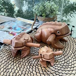 NUTTA - 7 Inches Wooden Frog Guiro Rasp Musical Instrume Wood Percussion Desk Scraping Fog with Frog Sound Idea Funny Instruments Nature Wood Music Home Garden Decoration (7 Inches)