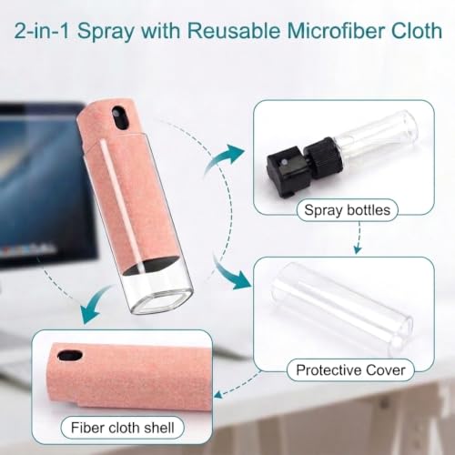 Screen Cleaner Kit with Spray & Microfiber Cloth, Alcohol Ammonia Free Portable Lipstick Size Mist Cleaner for iPhone iPad Laptop Computer Car Touch Screens, Streak Free Removes Fingerprints Oil