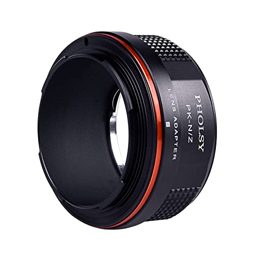 PHOLSY Lens Mount Adapter Manual Focus: Compatible with Pentax K Lens to Nikon Z Camera Body Pentax K to Nikon Z