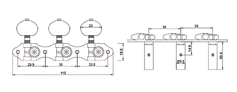 [AUSTRALIA] - Guyker Classical Guitar Tuners, 1:18 Ratio Open Frame Style Acoustic Guitar Tuning Keys Steel String Pegs Machine Heads 2 Planks (3+3) (Gold, Oval White Jade Button) 