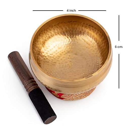 Tibetan Singing Bowl Set - Easy To Play for Beginners - Authentic Handcrafted Mindfulness Meditation Holistic Sound Bowl 7 Chakra Healing Gift by Himalayan Bazaar (4 Inch with Chakra Stones) Bowl with Stones - 4 Inch