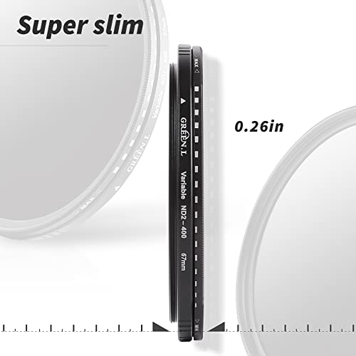 GREEN.L 58mm Variable ND Filter, Ultra Slim ND2 to ND400 (1-9 Stops) Adjustable Neutral Density Filter for Camera Lens