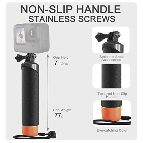 FitStill Floaty Soft Foam Case&Floating Hand Grip Stick Set for Go Pro Hero 13/12/11/10/9 Black,Snorkeling Surfing,Wakeboarding Protective Cage housing Shell Cover Action Camera Accessories Kit Hero 9/10/11/12/13 Black Frame Kit