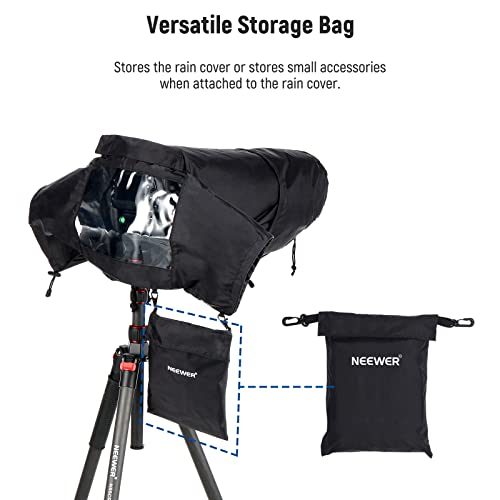 NEEWER Camera Rain Cover, Large Size Durable Nylon Raincoat Compatible with Canon Sony Nikon DSLR Mirrorless Vlog Camera & Lenses 300/400/500/600/800mm, with Sleeves/Drawstrings/Viewing Window, PB004 for Camera (Large)