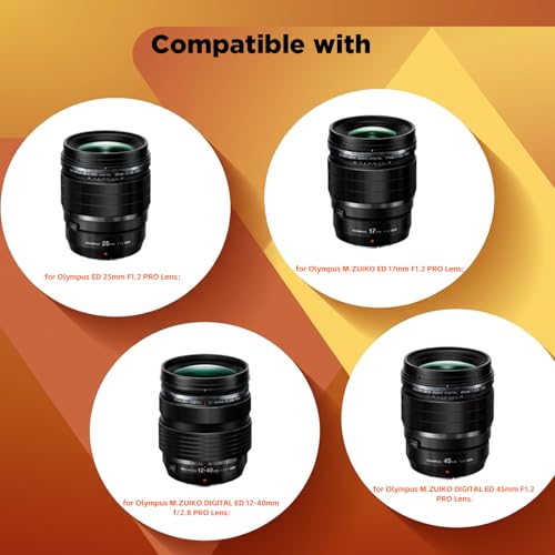 Haoge LH-OP17 Square Metal Lens Hood with Metal Cap Set for Olympus M.ZUIKO ED 17mm f1.2 25MM F1.2 PRO, 12-40mm f2.8 45mm f/1.2 Pro Lens