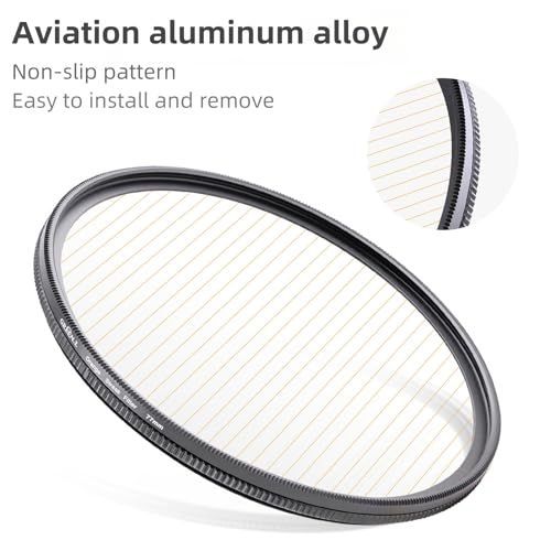 GREEN.L 82mm Gold Streak Lens Filter, Premium Optical Glass 360°Rotatable Anamorphic Flare Camera Lens Effect Filter