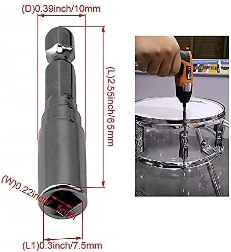 Drum Keys 5 Pack Chrome Steel Construction Standard Drum Keys with Ratchet Torque Wrench Drill Bit Drum Key Tuner Percussion Hardware Tool for Drum Accessories