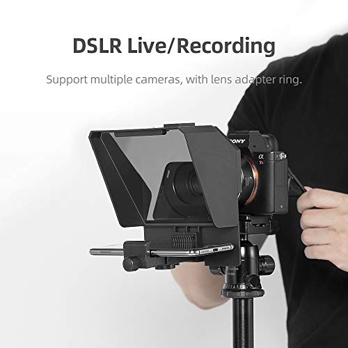 AMBITFUL 7.5'' Mini Teleprompter W/Desktop Tripod for Smartphone & DSLR Teleprompter + Tripod