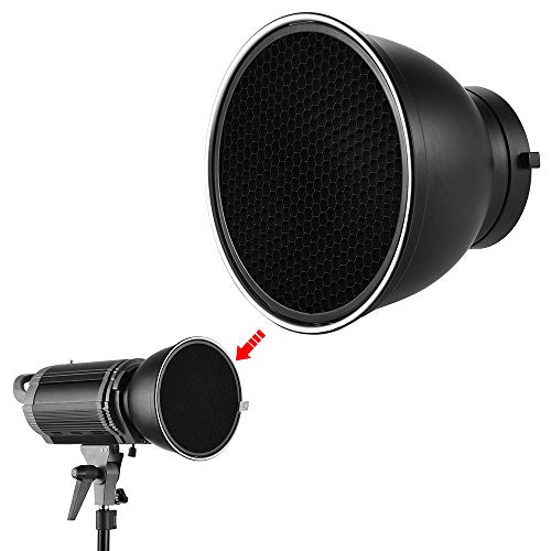 Andoer 7" Standard Reflector Diffuser Lamp Shade Dish with 60° Honeycomb Grid for Bowens Mount Studio Strobe Flash Light Speedlite (Without Soft Cloth)