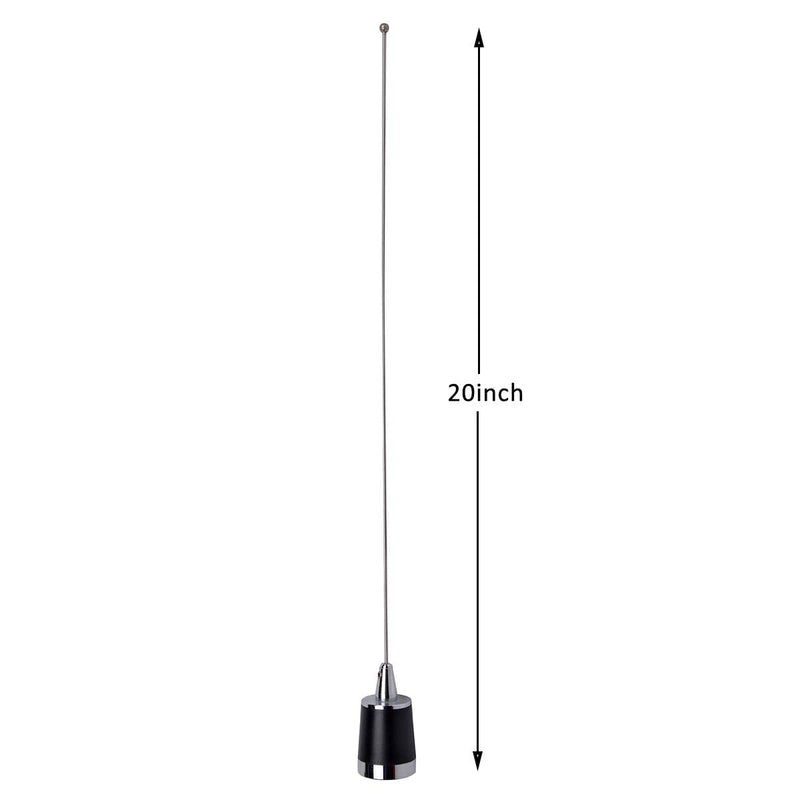 HYS Dual-Band NMO 20 inch Antenna, VHF 144 & UHF 430 MHz Antennas for Motorola Kenwood Icom Vertex Blackbox HYT Hytera V/U Mobile Radios TC-CST-144/430V-N1