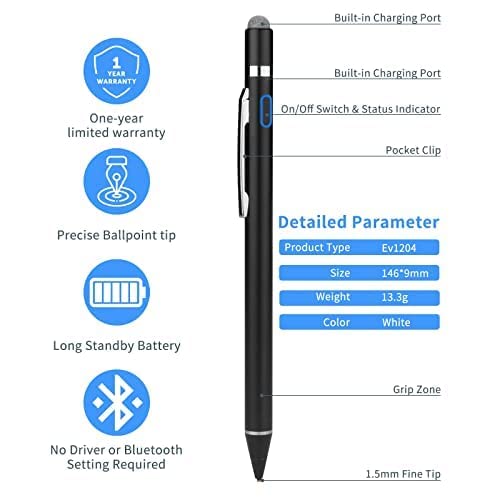 Stylus Pen for Lenovo Yoga Pencil, EVACH Digital Pencil with 1.5mm Ultra Fine Tip Stylus for Lenovo Yoga, Black