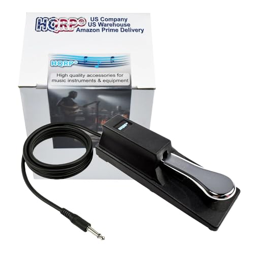 HQRP Sustain Pedal Bundle for Yamaha Digital Piano & Keyboard Models P-45, P-125, YPG-235, DGX-660, PSR-E373, YPT-260, MX61, MODX6, MODX7, MODX8 (FC4 + FC5 Replacement, 1/4" Jack)