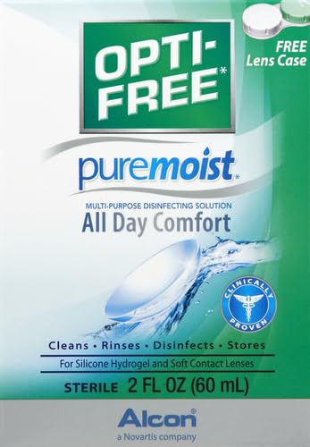 Opti-Free Puremoist Multi-Purpose Disinfecting Solution with Lens Case, (Packaging may vary), 2 Fl Oz (Pack of 1) 2 Fl Oz (Pack of 1)