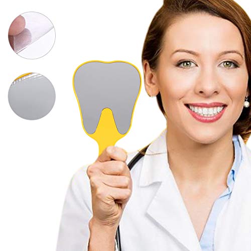[AUSTRALIA] - Hand Mirror, 4 Colours Tooth Mirror for Children, Single-sided Hand Mirror with Low Magnification, Dental Care Hand Mirror Tool, Cute Dental Care Hand Mirror Tool, Plastic Handle (Yellow) 