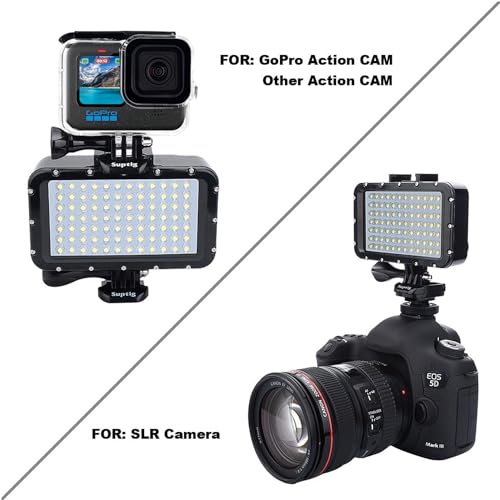 Suptig Underwater Lights Dive Light 84 LED High Power Dimmable Waterproof LED Video Light Waterproof 164ft(50m) Camera Light for Gopro Canon Nikon Pentax Panasonic Sony Samsung SLR Cameras