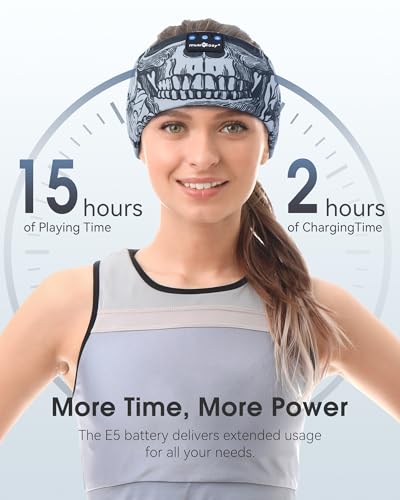 MUSICOZY Sleep Headphones Bluetooth Headband Wireless Music Headband Headphones, Earbuds for Side Sleepers Women Men Workout Running Travel Yoga Cool Gadgets Unique Gift, 2 Packs