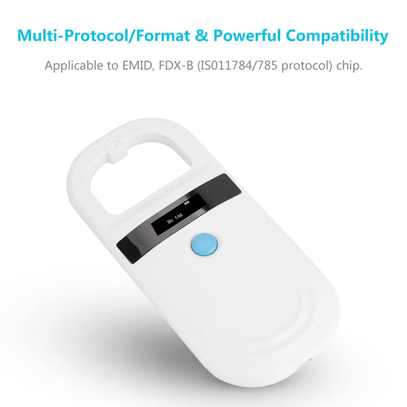 Dog Microchip Reader, Pet Microchip Scanner with OLED Display Screen, Pet Chip ID Scanner Supports FDX-B (ISO11784/11785) and EMID Microchips, for Animal Management
