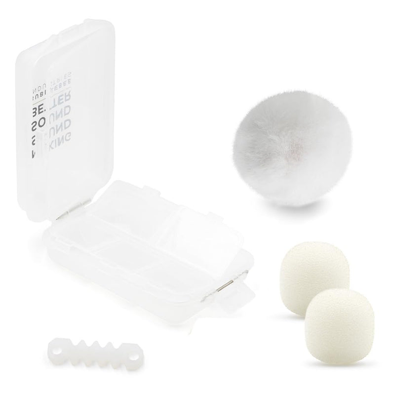 Bubblebee Outdoor Mic Kit for Sennheiser ME 2 Mic – Wind Noise Reduction Dead Cat Lavalier Microphone Wind Muff - Content Creators, Videographers, Audio Engineers & Filmmakers White