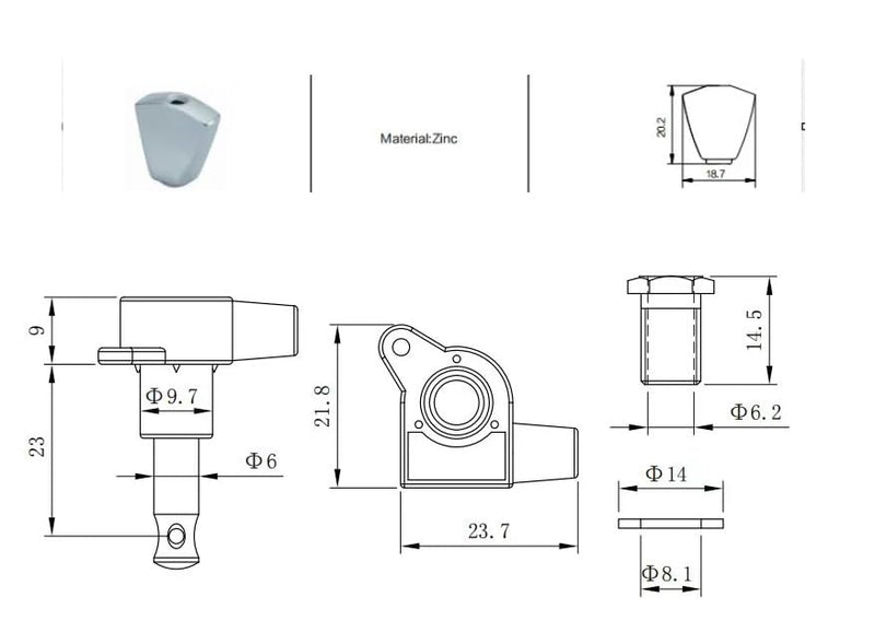 [AUSTRALIA] - Guitar Machine Heads (3R + 3L) - 1:15 Gear Ratio Sealed Tuning Key Pegs String Tuners Set with Tulip Shaped Knob Replacement (E-1004, Black) 