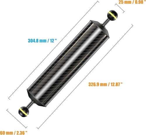 Sea frogs Carbon Fiber Float Arm D60mm, 12'', Buoyancy Provided 580g D60mm, 12'' Carbon Fiber Float Arm