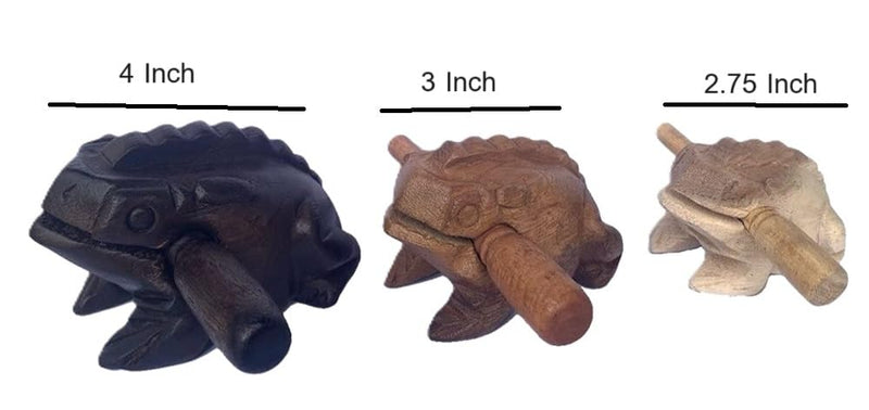 [AUSTRALIA] - Guiros Percussion Instruments Wooden Frog Musical Instrument Set of 3 Frogs: 4 Inch, 3 Inch, and 2.25-2.75 Inch (Dark Brown/Brown/Natural Colors) Dark Brown/Brown/Natural Colors 