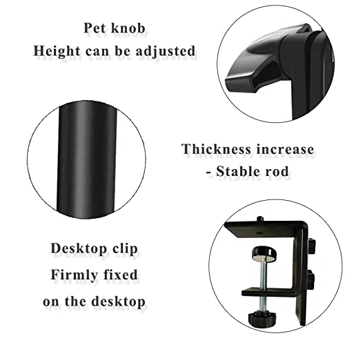 Projector Desk Mount Stand, Height Adjustable 19-27inch,Tabletop C Clamp Mount Stand,Adjustable Tripod Mount Floor Stand, with 360°Swivel Ball Head for Mini Smartphone,Projector,Camera, Webcam Black