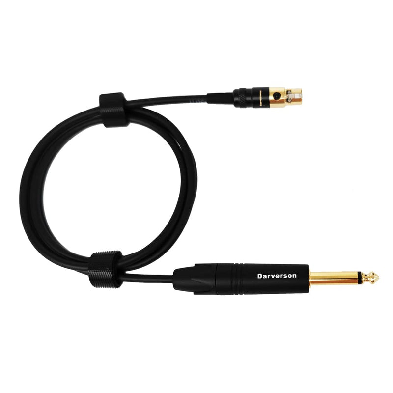 3-pin Mini XLR to 1/4 Guitar Bass Instrument Cable for AKG Transmitter with Gold Plated Connector
