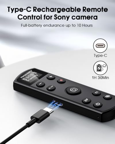 for Sony Camera Remote Control, Hanpusen Rechargeable Wireless Shutter Release with OLED Screen for ZV-E10/ZV-1/A7 III/A7 IV/ZV-1F/A6400/A6700/A6600/A6100/ZV-E1/FX30/A7C II/FX3, Replace RMT-P1BT For Sony