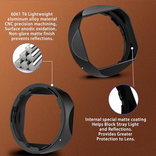 Haoge Bayonet Metal Square Lens Hood for Zeiss Biogon T* 28mm f/2.8 ZM,Biogon T* 25mm f2.8 ZM,C Sonnar T* 50mm f/1.5 ZM Lens Accessories LH-ZV03-NB Black,with Cap