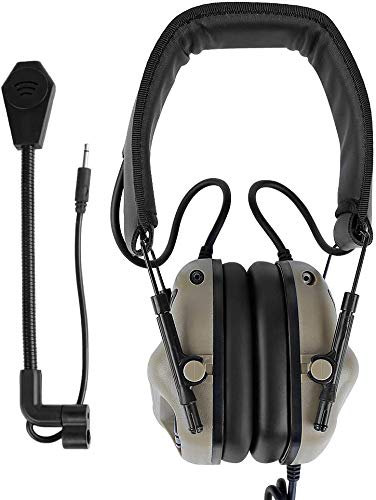ATAIRSOFT Tactical Headset Wargame Hunting Headphone for Military Walkie Talkie Without Noise Cancellation Function Tan