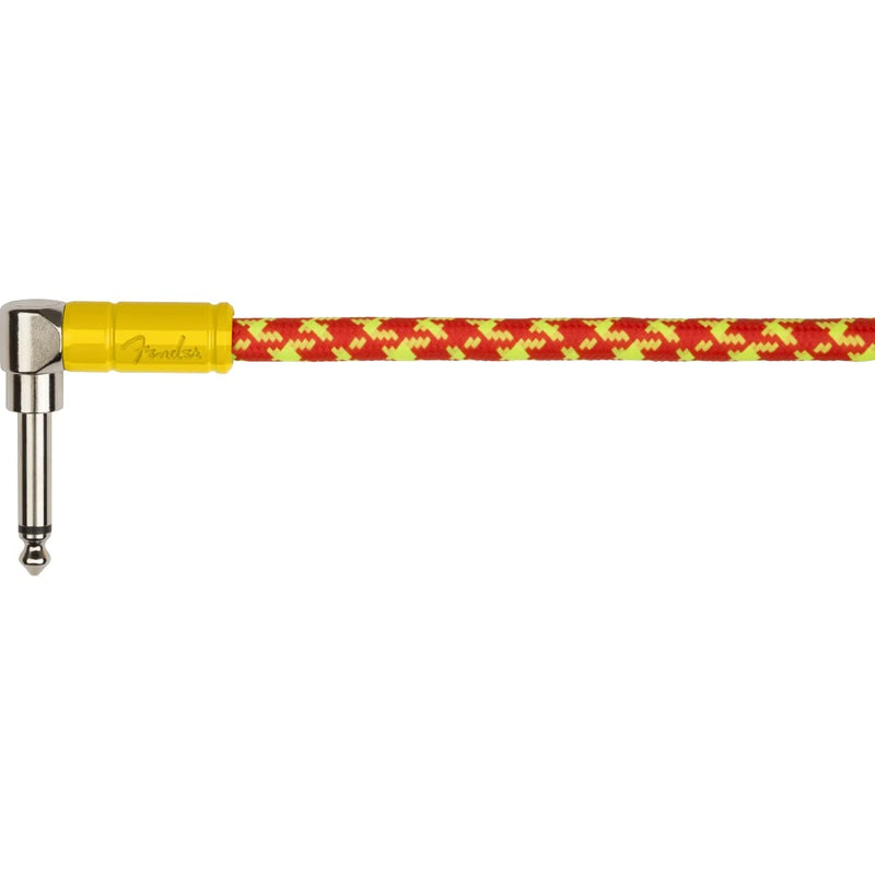 Fender MonoNeon Instrument Cable, Guitar Cable, Stocking Stuffers, Guitar Accessories, Straight/Angle, Orange/Yellow Tweed, 10ft