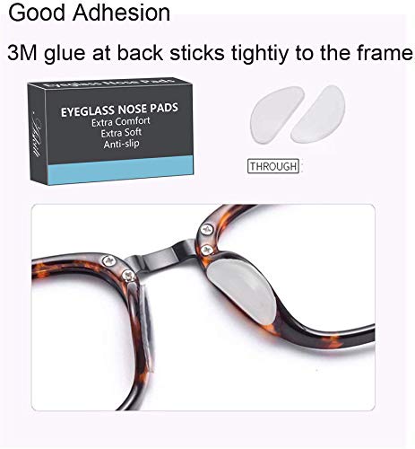 Eyeglass Nose Pads, Adhesive Anti-Slip Nose Pads, Soft Silicone Nose Pad Cushion for Glasses, Eyeglasses, Sunglasses, 12 Pairs(Clear) Clear