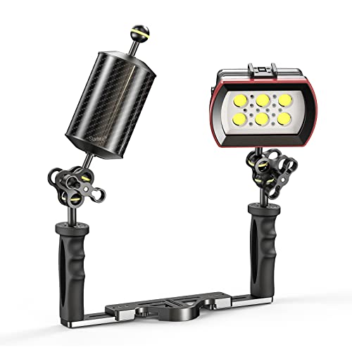 Seafrogs Carbon Fiber Underwater Float Arm, Dual Ball Lightweight Buoyancy Arm for Diving Tray, Video Light, and Strobe - Compatible with Underwater Photography Accessories (8inch D80mm) GA-10
