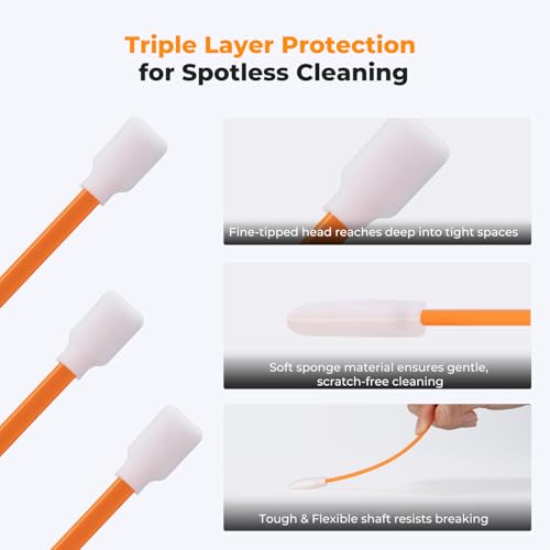 K&F CONCEPT 200 Foam Cleaning Swabs,for Electronics,Camera,Deep Cleaning 200PCS