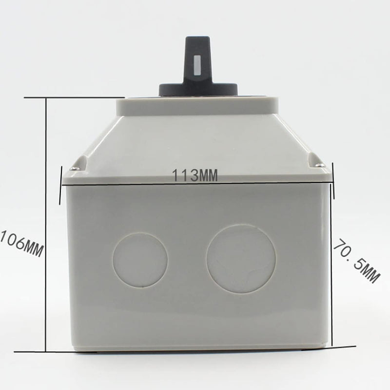 [AUSTRALIA] - 1Pcs Universal Changeover Selector Switch, with Waterproof Box, 3 Positions 12 Terminals, Power Transfer Switch, LW26-32/3 32A Motor Generators, Rotary Cam Selector 32A 12 Terminals 