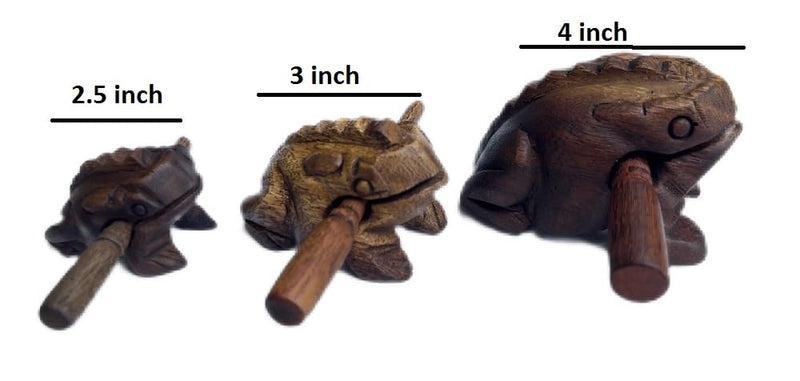 Guiros Percussion Instruments Wooden Frog 3 Piece Set of 4 Inch, 3 Inch, 2.5 Inch, Wooden Frog Musical Instrument (Vintage Style) Vintage Style