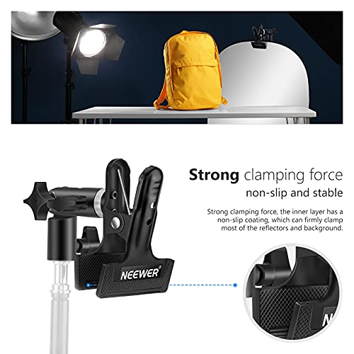Neewer 3 PCS Photo Studio Heavy Duty Metal Clamp Holder with 5/8" Light Stand Attachment for Reflector CL-02 (3 Pack)
