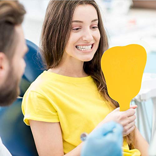 [AUSTRALIA] - Hand Mirror, 4 Colours Tooth Mirror for Children, Single-sided Hand Mirror with Low Magnification, Dental Care Hand Mirror Tool, Cute Dental Care Hand Mirror Tool, Plastic Handle (Yellow) 