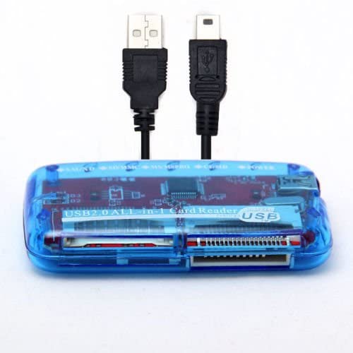 [3 Pack] eTECH Collection USB 2.0 All-in-1 Memory Card Reader/Writer - support SD/SDHC (NOT Support SDXC) / Compact Flash/xD / Memory Stick/Memory Stick Pro Duo/xD Picture Card - Blue All-in-1 (Blue)