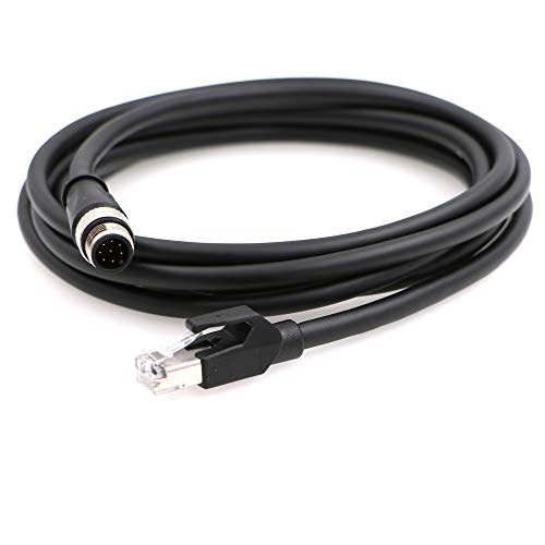 Ethernet-M12-RJ45-Cable for Cognex DM300 M12 8-Pin A-Code Male to RJ45 for Industrial Camera 9.8Ft|3M Black 3M