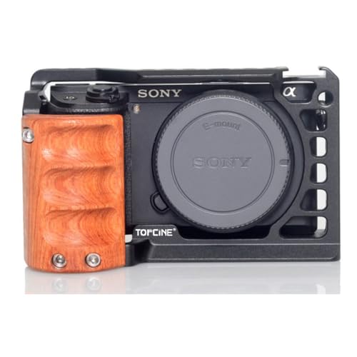 Camera Cage with Wooden Handgrip for Sony A6400 A6300 A6000 A6100 A6500 WoodGrip Included