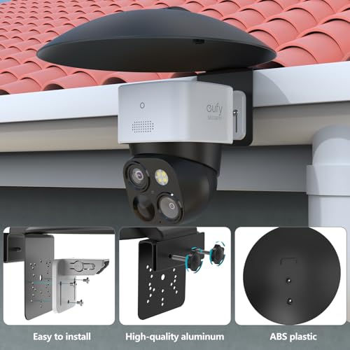 Universal Waterproof Outdoor Sun Rain Shade Shield Cover with Gutter Mount Bracket Compatible with eufy,AOSU,Reolink,TP-Link Tapo,SEHMUA,Cinnado and All 1/4'' Thread Security Camera (Black)