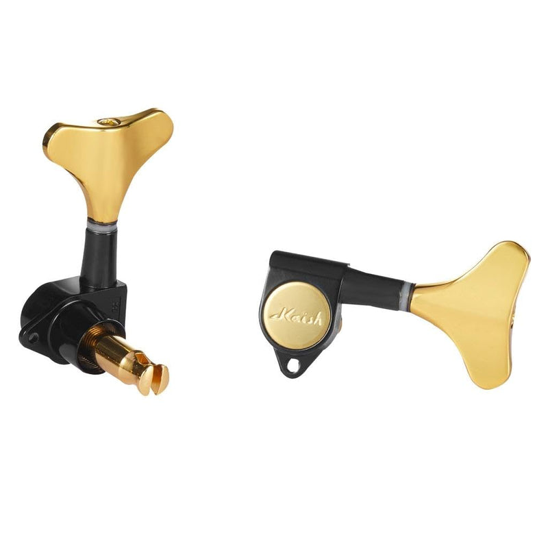 KAISH 6 String 3R3L 18:1 Sealed Bass Tuners Bass Guitar Tuning Keys Tuning Machine Heads for Ibanez/Yamaha Style Acoustic/Electric Bass Black with Gold