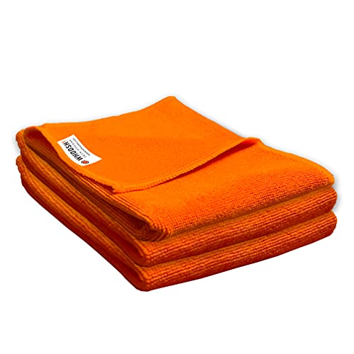WHOOSH! Microfiber Glasses & Screen Cleaning Cloth, 3 Pack, 14x14, Orange 3 Count (Pack of 1)
