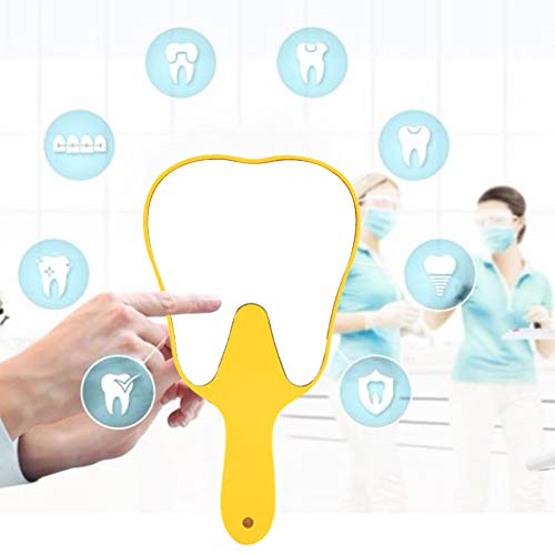 [AUSTRALIA] - Hand Mirror, 4 Colours Tooth Mirror for Children, Single-sided Hand Mirror with Low Magnification, Dental Care Hand Mirror Tool, Cute Dental Care Hand Mirror Tool, Plastic Handle (Yellow) 
