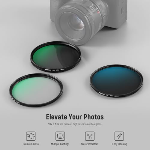 NEEWER 46mm UV/CPL/ND Lens Filter Kit with Hard Shell Storage Case, Multicoated Optical Glass & Aluminum Alloy Frame, UV + Circular Polarizer (CPL) + Neutral Density (ND4) Filter for Camera Lens UV+CPL+ND4